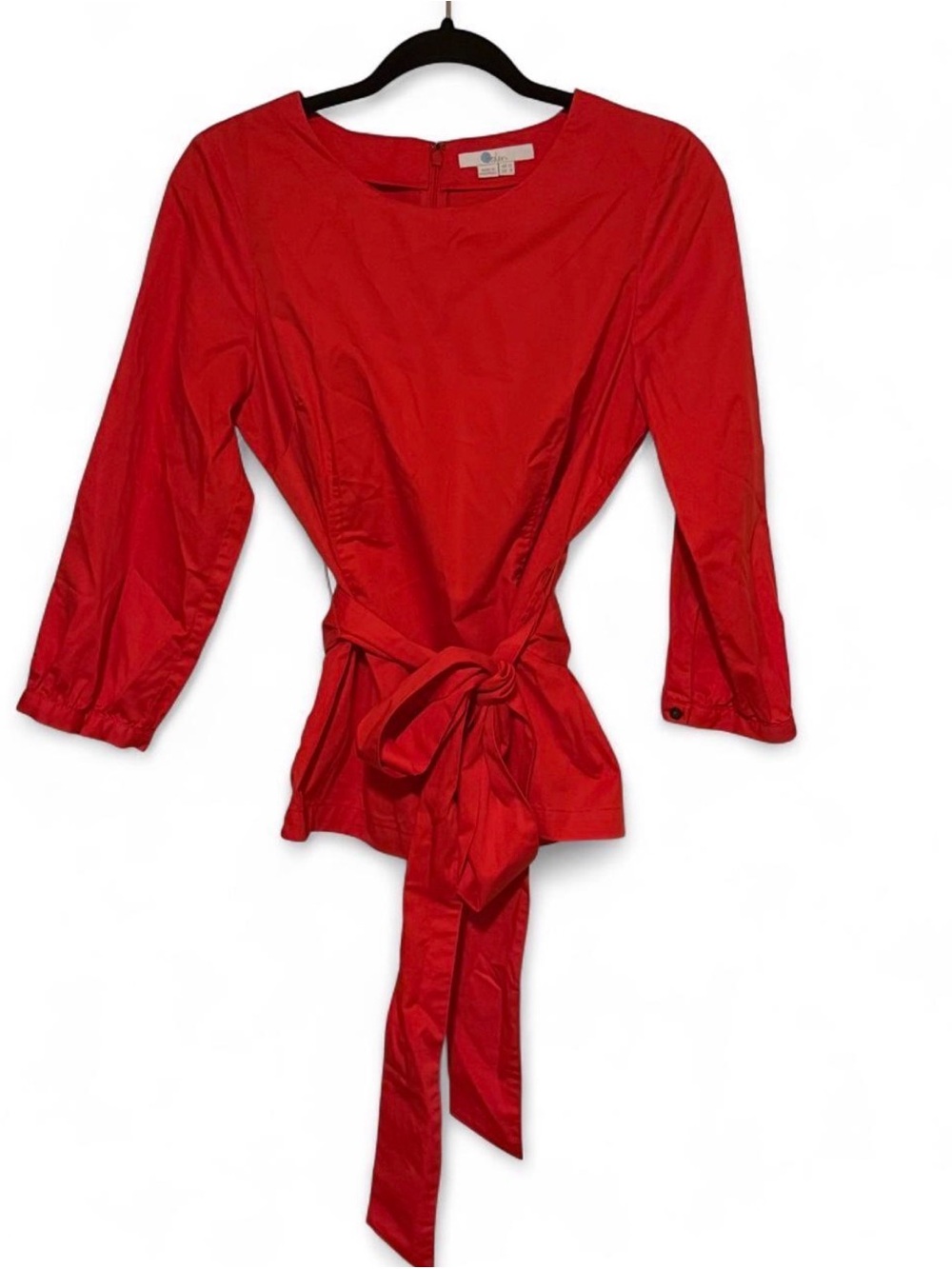 NWOT Boden Hallie Cotton Tie Waist Peplum Top Red Size 8